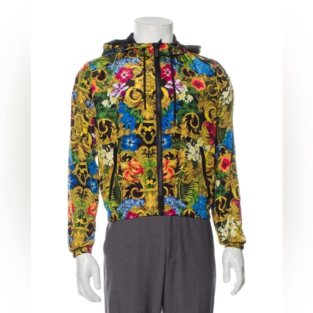 Versace Jeans Couture Jungle Baroque Printed Windbreaker Jacket, New, Size 44 - Picture 2 of 12